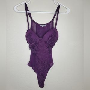 Charlotte Russe Dark Purple Lace Bodysuit